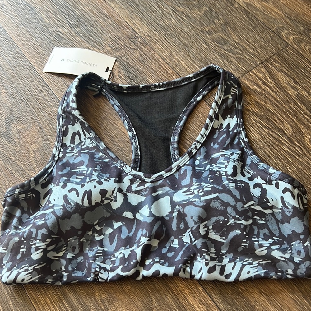 Print V Neck Racerback Bra